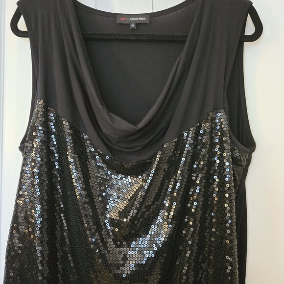 Jeanne Beker Sequined Party Top | Black Sparkle Top| Holiday Statement - Picture 2 of 8
